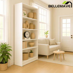Bellemave® Tall 5 Shelf Bookcase, 5 Tier Bookshelf Storage Cabinet for Living Room, Bedroom or Home Office - Bellemave