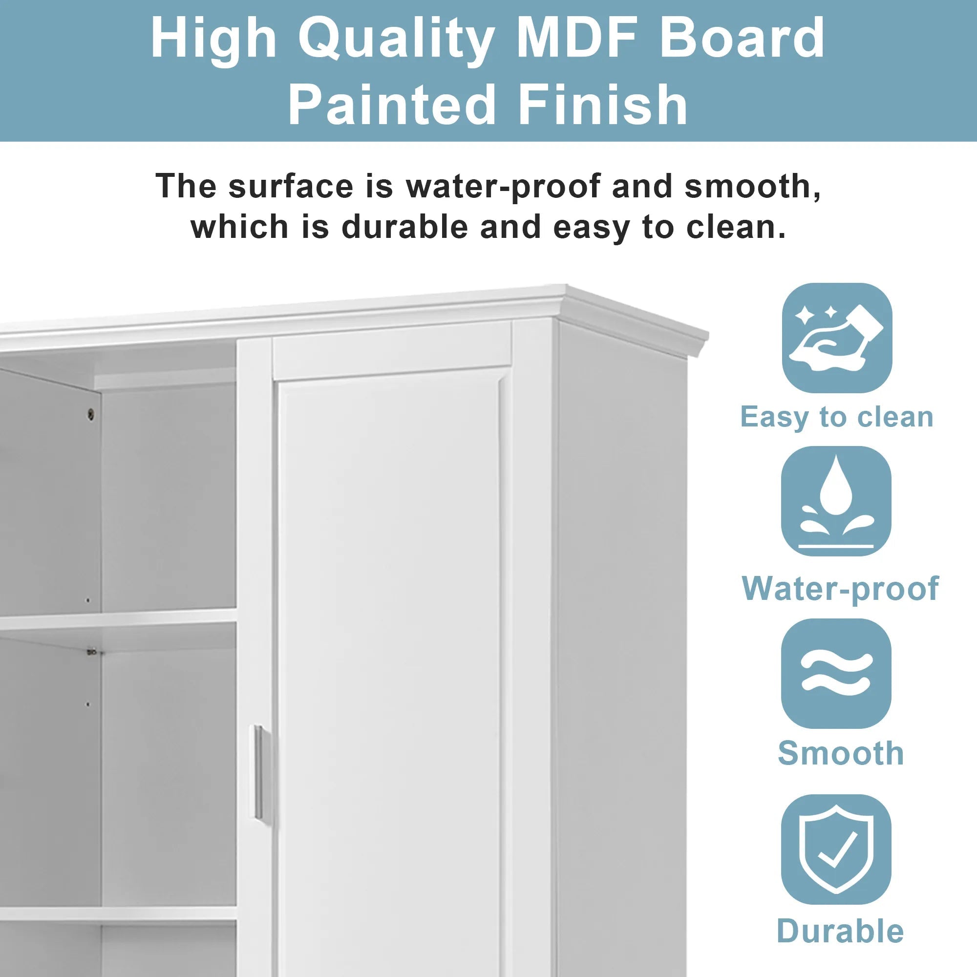 Bellemave® Tall Bathroom Storage Cabinet, Two Doors and Drawers, Adjustable Shelf - Bellemave