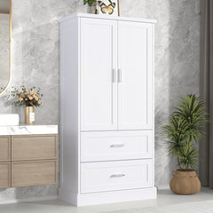 Bellemave® Tall Bathroom Storage Cabinet, Two Doors and Drawers, Adjustable Shelf - Bellemave