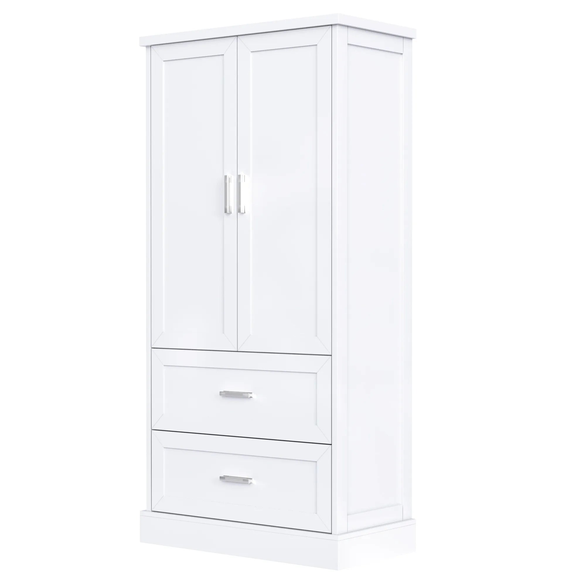 Bellemave® Tall Bathroom Storage Cabinet, Two Doors and Drawers, Adjustable Shelf - Bellemave