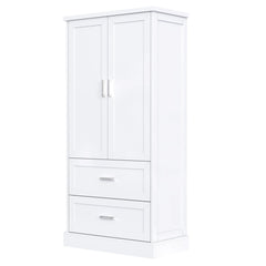 Bellemave® Tall Bathroom Storage Cabinet, Two Doors and Drawers, Adjustable Shelf - Bellemave