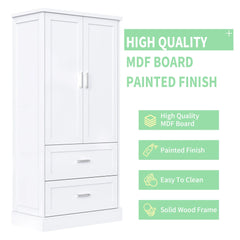 Bellemave® Tall Bathroom Storage Cabinet, Two Doors and Drawers, Adjustable Shelf - Bellemave