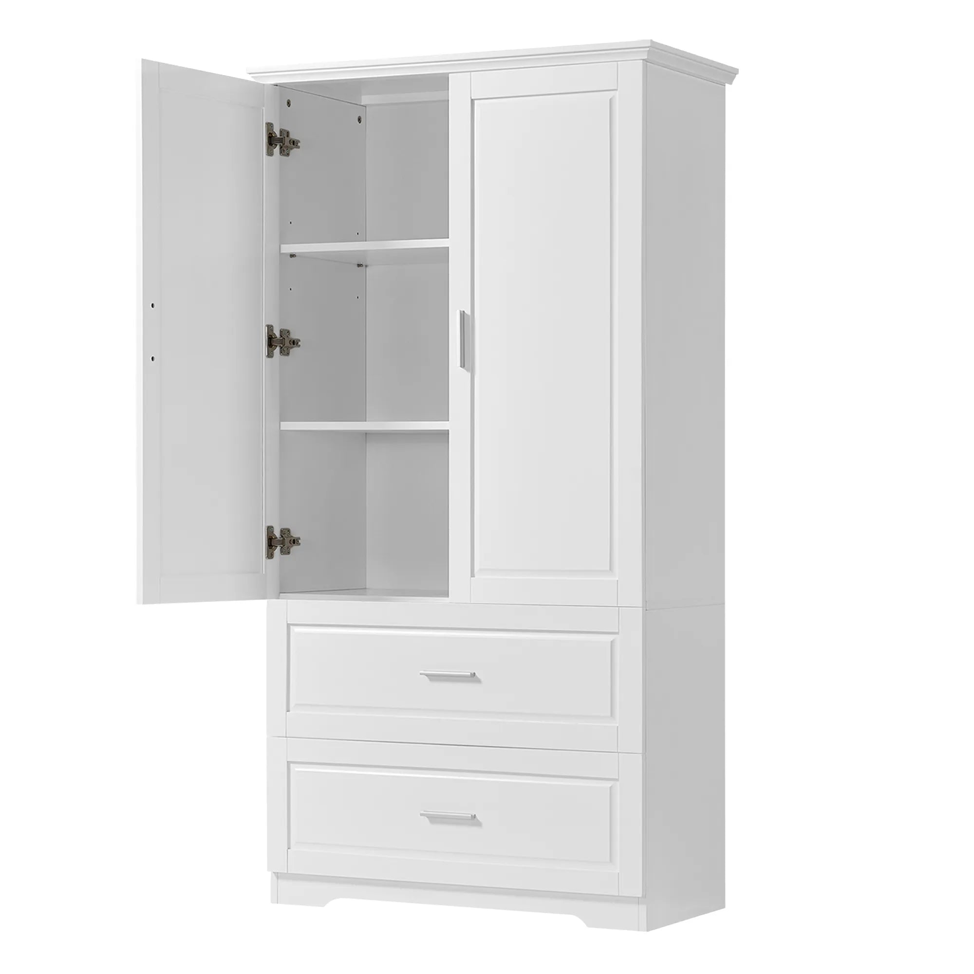 Bellemave® Tall Bathroom Storage Cabinet, Two Doors and Drawers, Adjustable Shelf - Bellemave