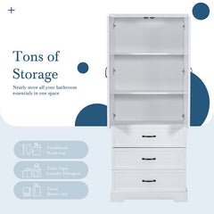 Bellemave® Tall Bathroom Storage Cabinet with Adjustable Shelf, Two Doors and Drawers - Bellemave