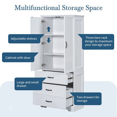 Bellemave® Tall Bathroom Storage Cabinet with Adjustable Shelf, Two Doors and Drawers - Bellemave