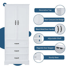 Bellemave® Tall Bathroom Storage Cabinet with Adjustable Shelf, Two Doors and Drawers - Bellemave