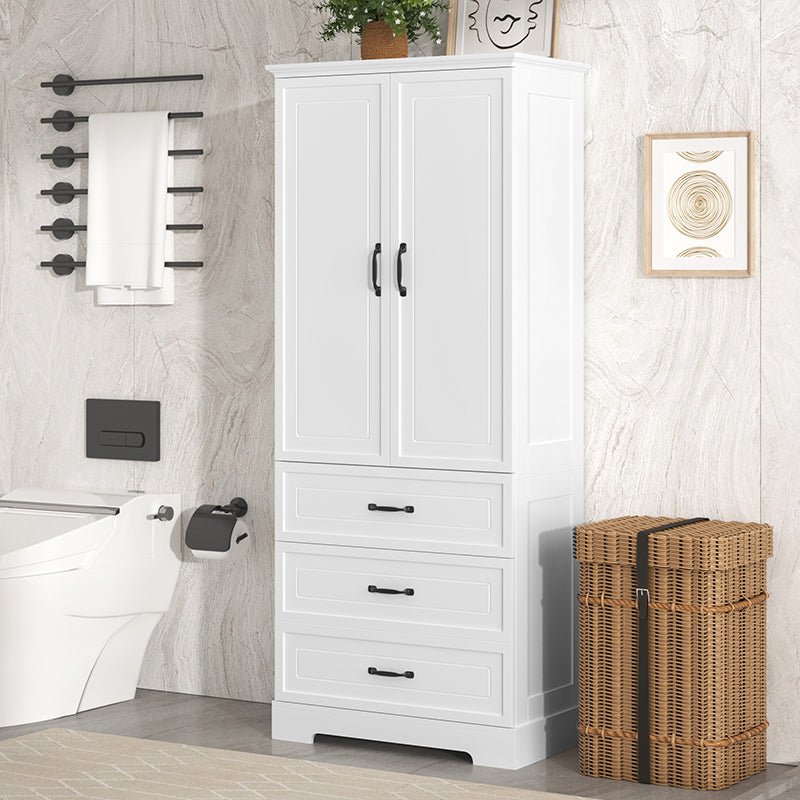 Bellemave® Tall Bathroom Storage Cabinet with Adjustable Shelf, Two Doors and Drawers - Bellemave