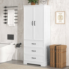 Bellemave® Tall Bathroom Storage Cabinet with Adjustable Shelf, Two Doors and Drawers - Bellemave