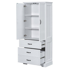 Bellemave® Tall Bathroom Storage Cabinet with Adjustable Shelf, Two Doors and Drawers - Bellemave