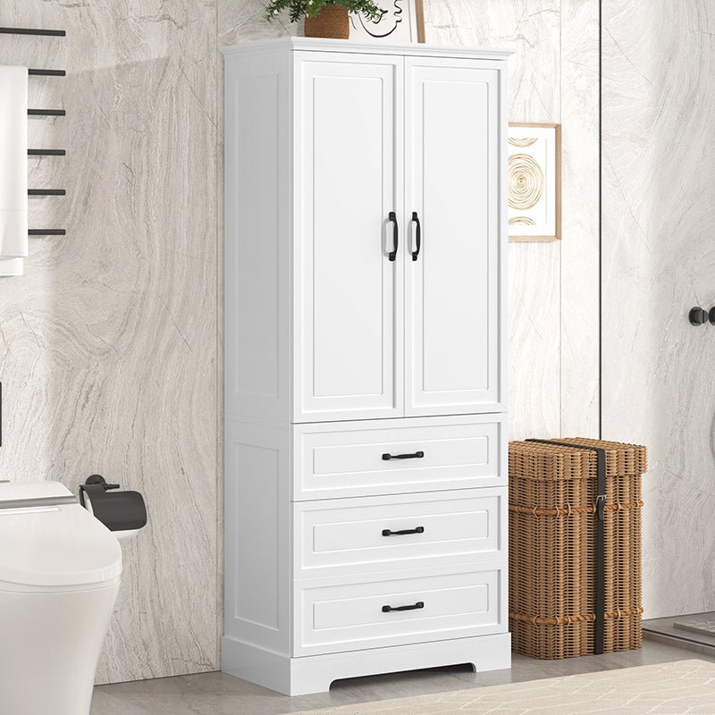 Bellemave® Tall Bathroom Storage Cabinet with Adjustable Shelf, Two Doors and Drawers - Bellemave