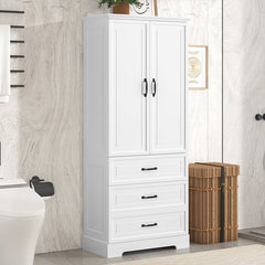 Bellemave® Tall Bathroom Storage Cabinet with Adjustable Shelf, Two Doors and Drawers - Bellemave