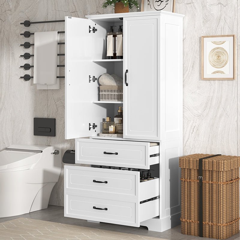 Bellemave® Tall Bathroom Storage Cabinet with Adjustable Shelf, Two Doors and Drawers - Bellemave