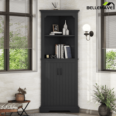 Bellemave® Tall Corner Cabinet with Doors for living room, bathroom,Dining Room or Kitchen,White - Bellemave