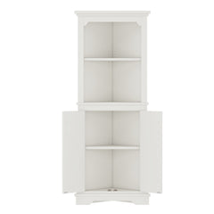 Bellemave® Tall Corner Cabinet with Doors for living room, bathroom,Dining Room or Kitchen,White - Bellemave