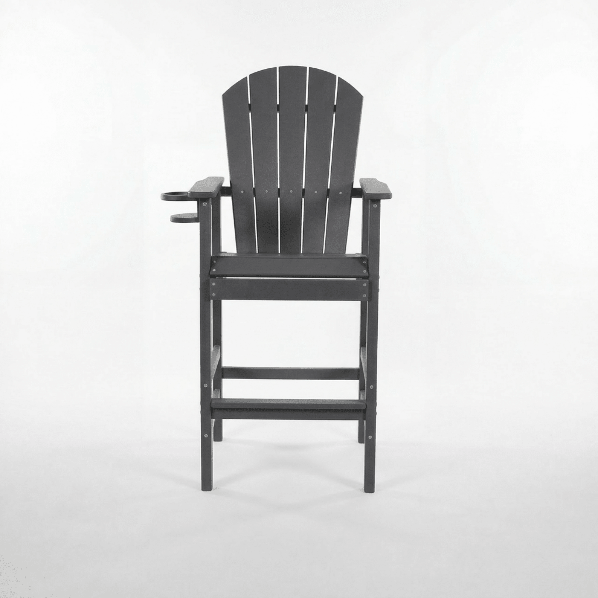 Bellemave® Tall Plastic Adirondack Bar Chair with Cup Holder & Armrests – Outdoor Patio Barstool - Bellemave