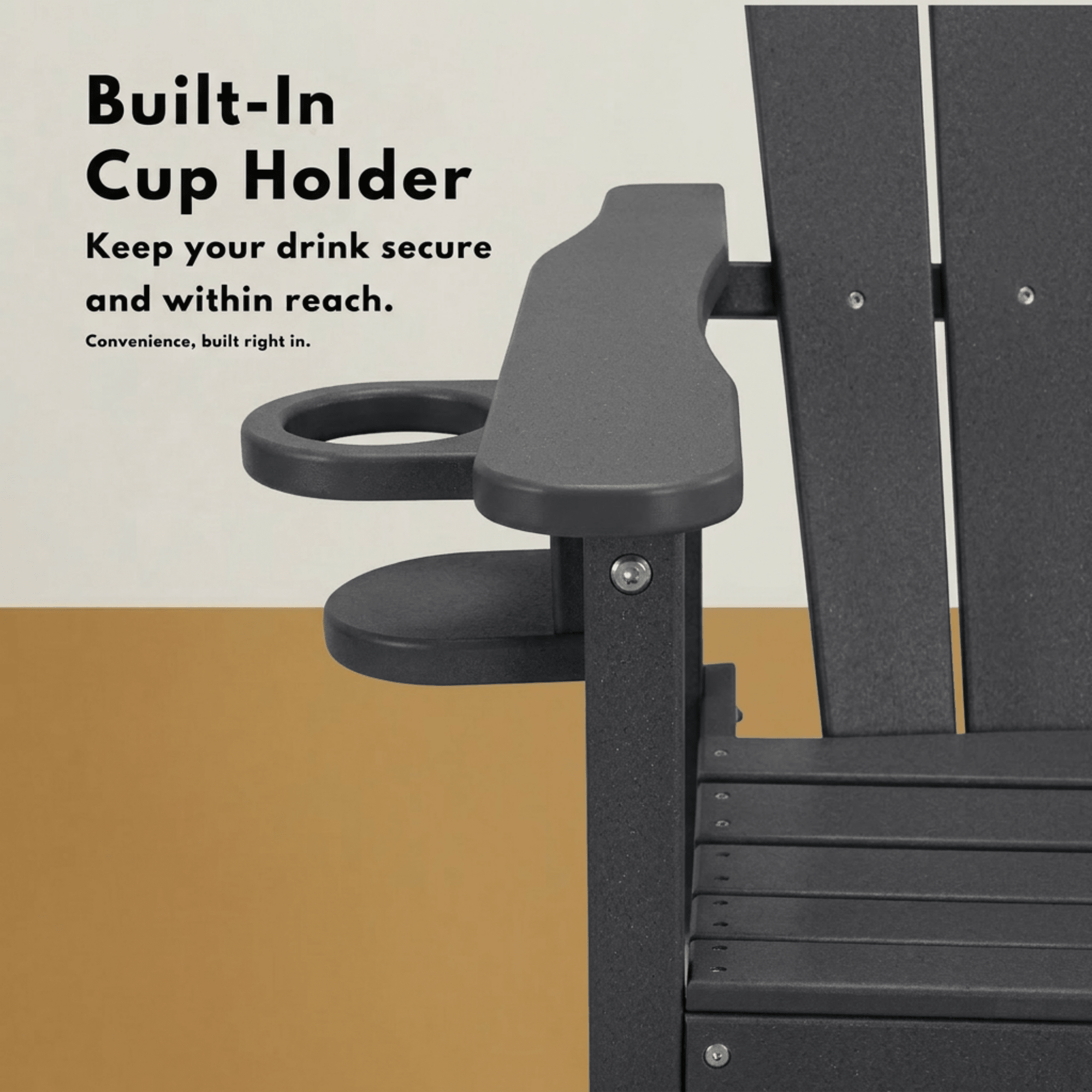 Bellemave® Tall Plastic Adirondack Bar Chair with Cup Holder & Armrests – Outdoor Patio Barstool - Bellemave