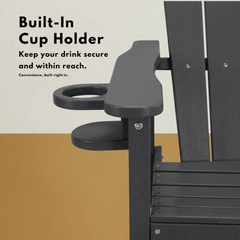 Bellemave® Tall Plastic Adirondack Bar Chair with Cup Holder & Armrests – Outdoor Patio Barstool - Bellemave