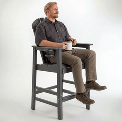 Bellemave® Tall Plastic Adirondack Bar Chair with Cup Holder & Armrests – Outdoor Patio Barstool - Bellemave