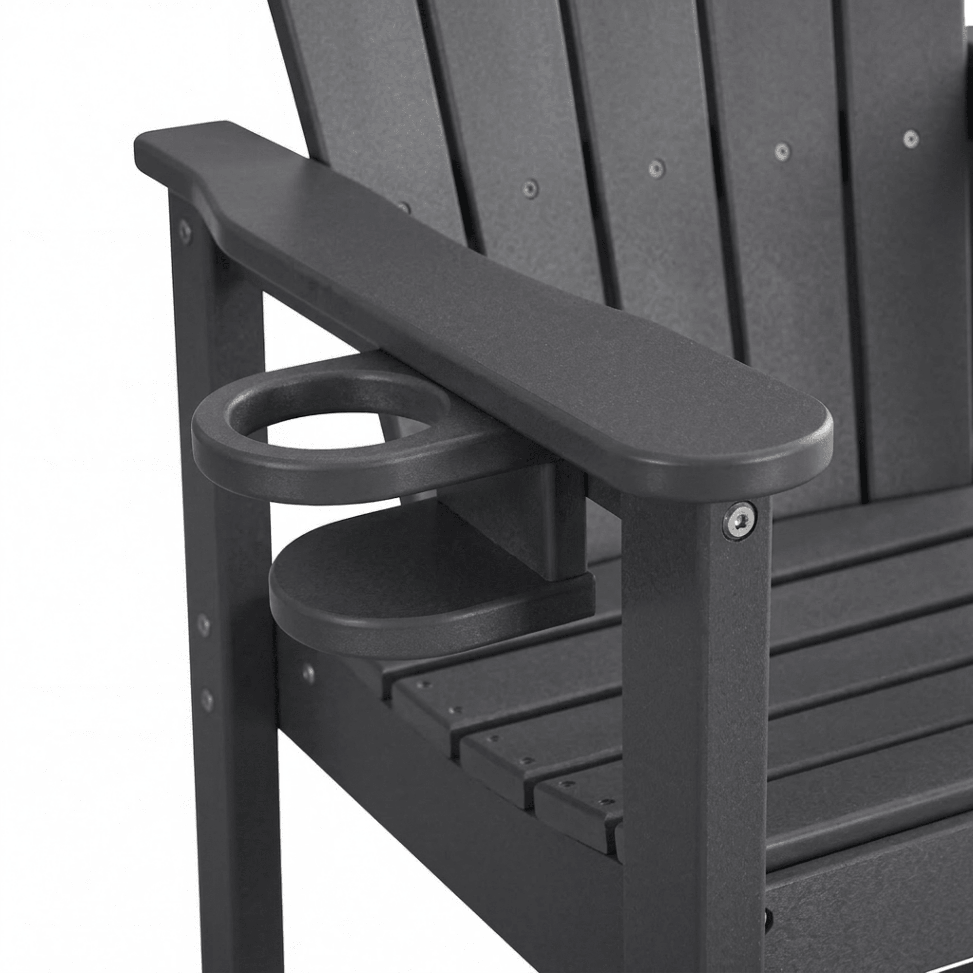 Bellemave® Tall Plastic Adirondack Bar Chair with Cup Holder & Armrests – Outdoor Patio Barstool - Bellemave