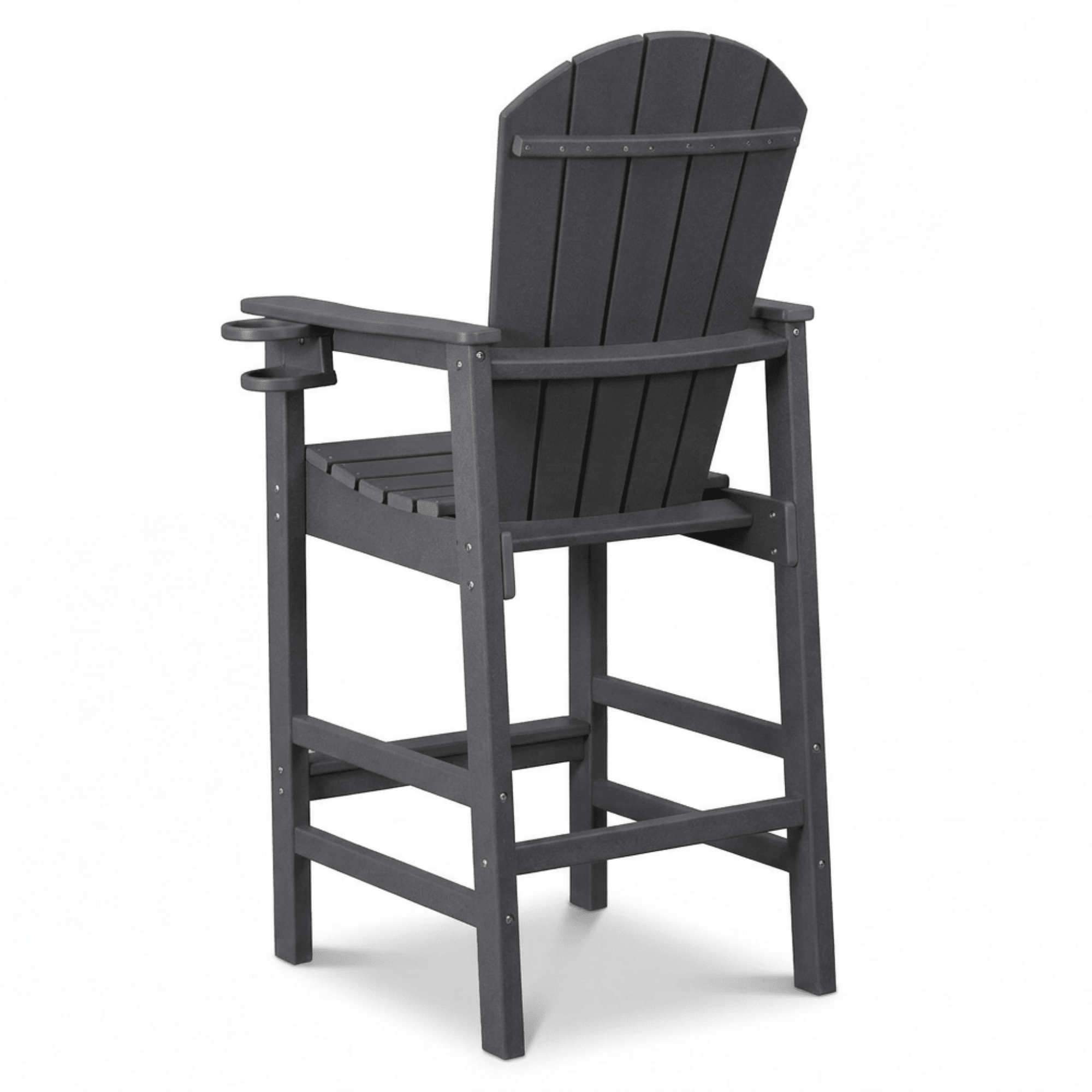 Bellemave® Tall Plastic Adirondack Bar Chair with Cup Holder & Armrests – Outdoor Patio Barstool - Bellemave