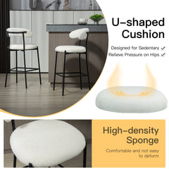Bellemave® Teddy Fabric Bar Stool with Back Powder Coating Base(Set OF 2) - Bellemave