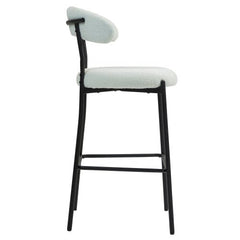 Bellemave® Teddy Fabric Bar Stool with Back Powder Coating Base(Set OF 2) - Bellemave