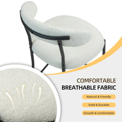 Bellemave® Teddy Fabric Bar Stool with Back Powder Coating Base(Set OF 2) - Bellemave