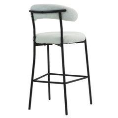 Bellemave® Teddy Fabric Bar Stool with Back Powder Coating Base(Set OF 2) - Bellemave