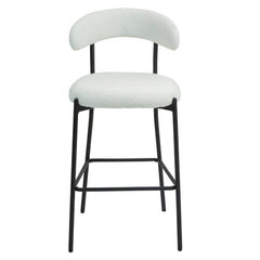 Bellemave® Teddy Fabric Bar Stool with Back Powder Coating Base(Set OF 2) - Bellemave
