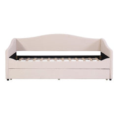 Bellemave® Teddy Fleece Upholstered Daybed with Light and Trundle - Bellemave