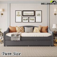 Bellemave® Teddy Fleece Upholstered Daybed with Light and Trundle - Bellemave