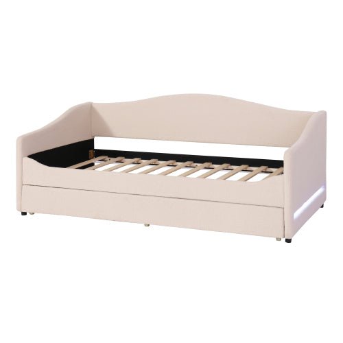 Bellemave® Teddy Fleece Upholstered Daybed with Light and Trundle - Bellemave