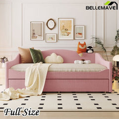 Bellemave® Teddy Fleece Upholstered Daybed with Light and Trundle - Bellemave