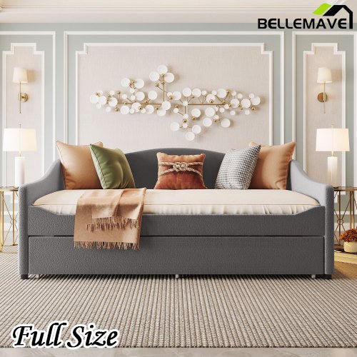 Bellemave® Teddy Fleece Upholstered Daybed with Light and Trundle - Bellemave