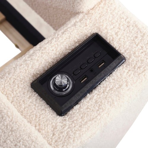 Bellemave® Teddy Fleece Upholstered Daybed with Storage Armrests, Trundle and Latest Integrated Bluetooth Audio System - Bellemave