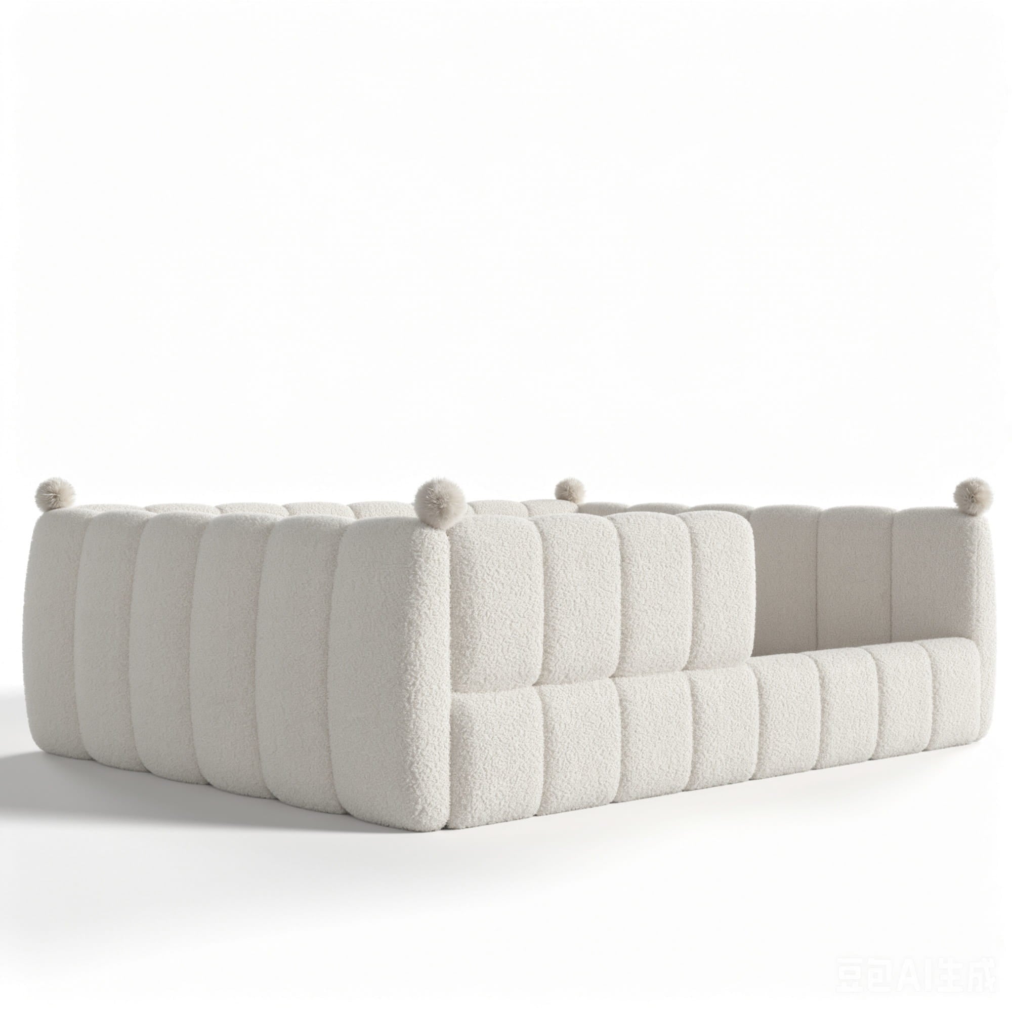 Bellemave® Teddy Fleece Upholstered Montessori Floor Bed with Fence,Low Profile Kids Bed Frame with Full Padded Safety Guardrails for Kids - Bellemave