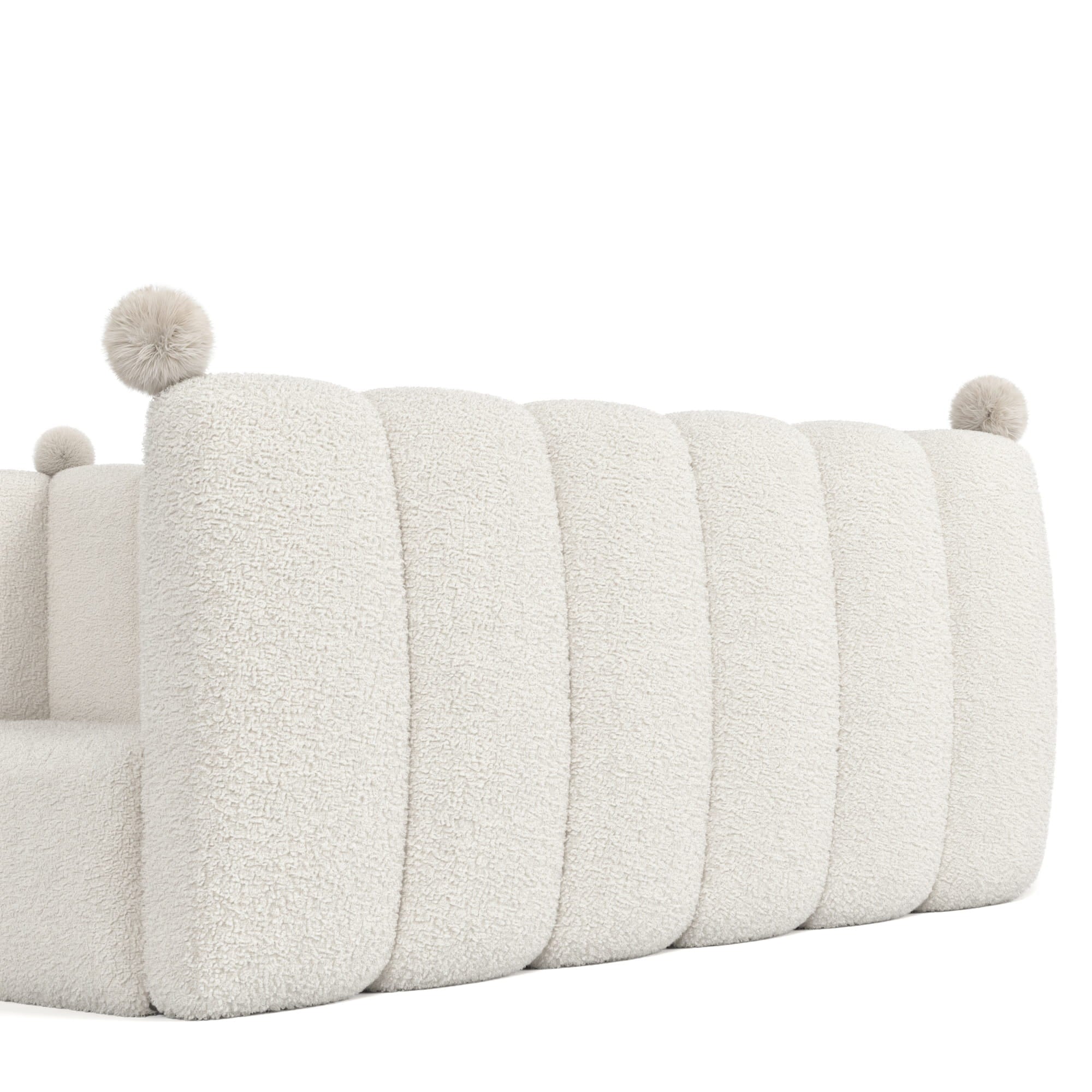 Bellemave® Teddy Fleece Upholstered Montessori Floor Bed with Fence,Low Profile Kids Bed Frame with Full Padded Safety Guardrails for Kids - Bellemave