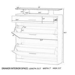 Bellemave® Tempered Glass Top Shoe Storage Cabinet with Drawer and LED Light - Bellemave