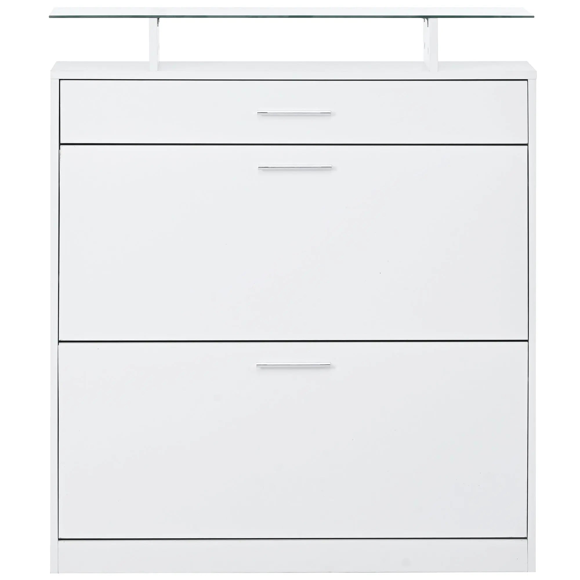 Bellemave® Tempered Glass Top Shoe Storage Cabinet with Drawer and LED Light - Bellemave