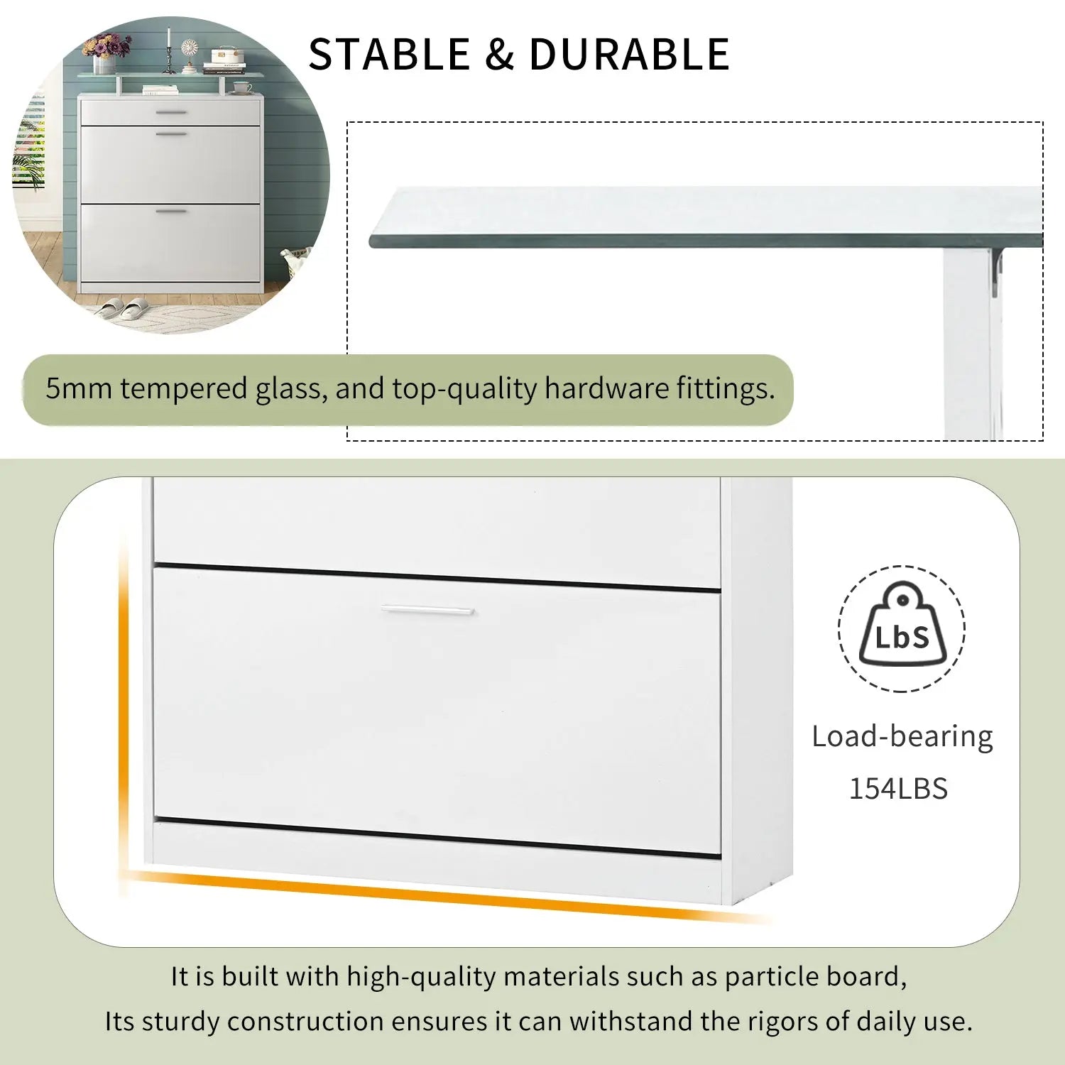 Bellemave® Tempered Glass Top Shoe Storage Cabinet with Drawer and LED Light - Bellemave