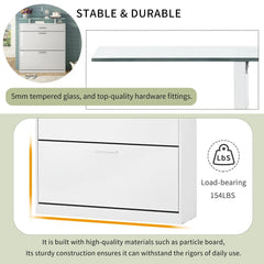 Bellemave® Tempered Glass Top Shoe Storage Cabinet with Drawer and LED Light - Bellemave