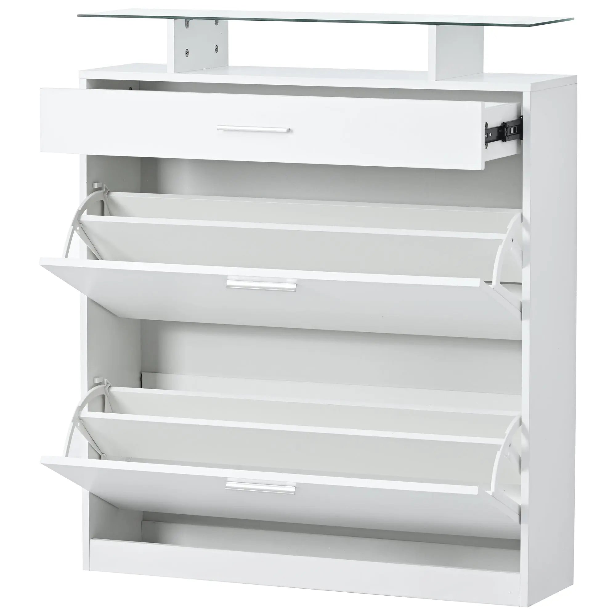 Bellemave® Tempered Glass Top Shoe Storage Cabinet with Drawer and LED Light - Bellemave