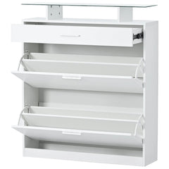 Bellemave® Tempered Glass Top Shoe Storage Cabinet with Drawer and LED Light - Bellemave