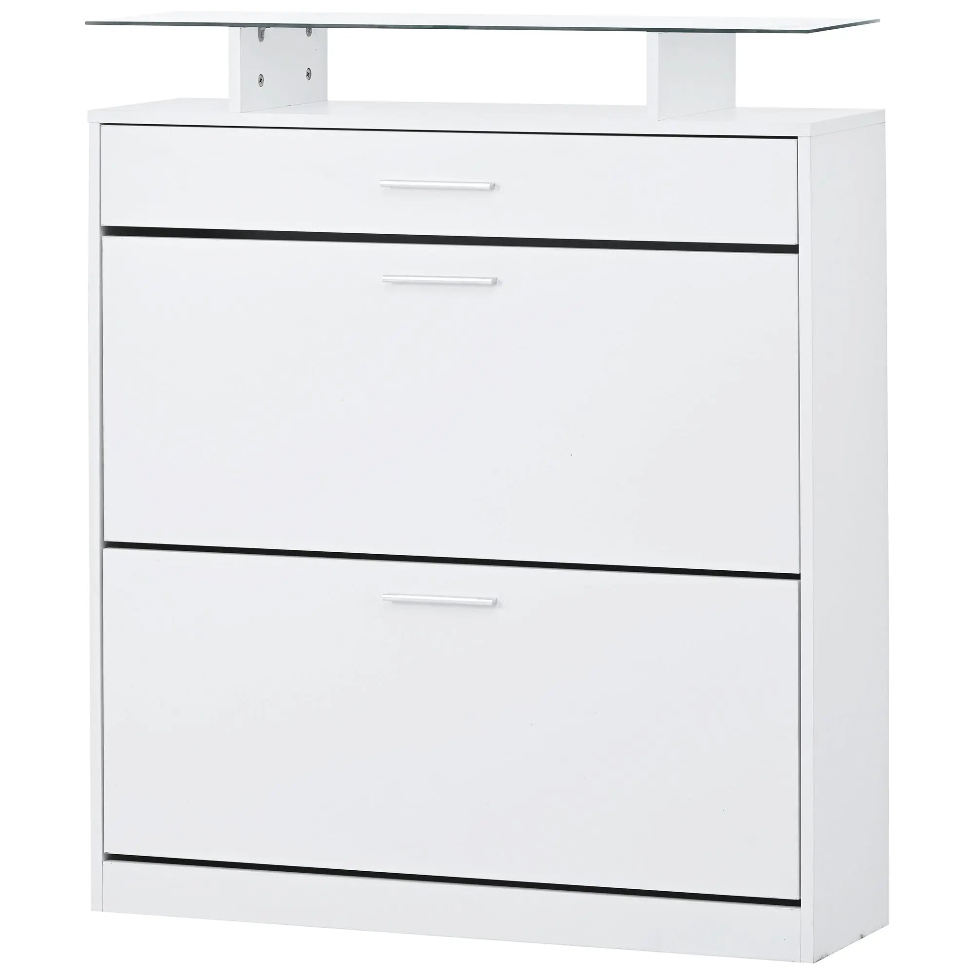 Bellemave® Tempered Glass Top Shoe Storage Cabinet with Drawer and LED Light - Bellemave
