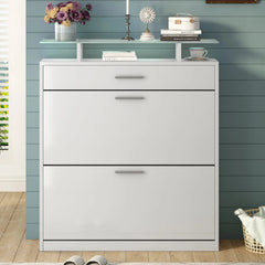 Bellemave® Tempered Glass Top Shoe Storage Cabinet with Drawer and LED Light - Bellemave