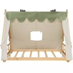 Bellemave® Tent House Bed with Skylight and Lights, Kids Canopy House Bed with Deer Antler Design - Bellemave