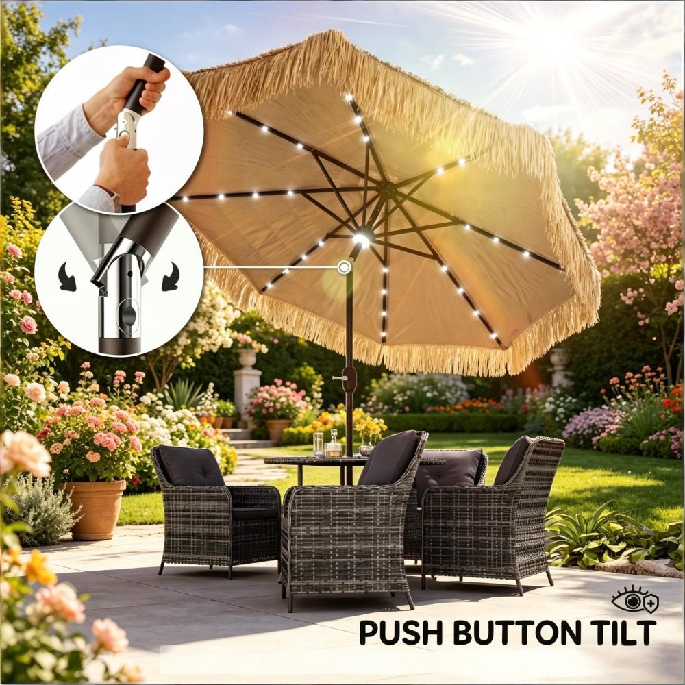 Bellemave® Thatched Outdoor Patio Umbrella, Hawaiian Style Straw Garden Umbrella - Bellemave
