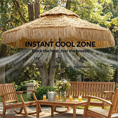 Bellemave® Thatched Outdoor Patio Umbrella, Hawaiian Style Straw Garden Umbrella - Bellemave