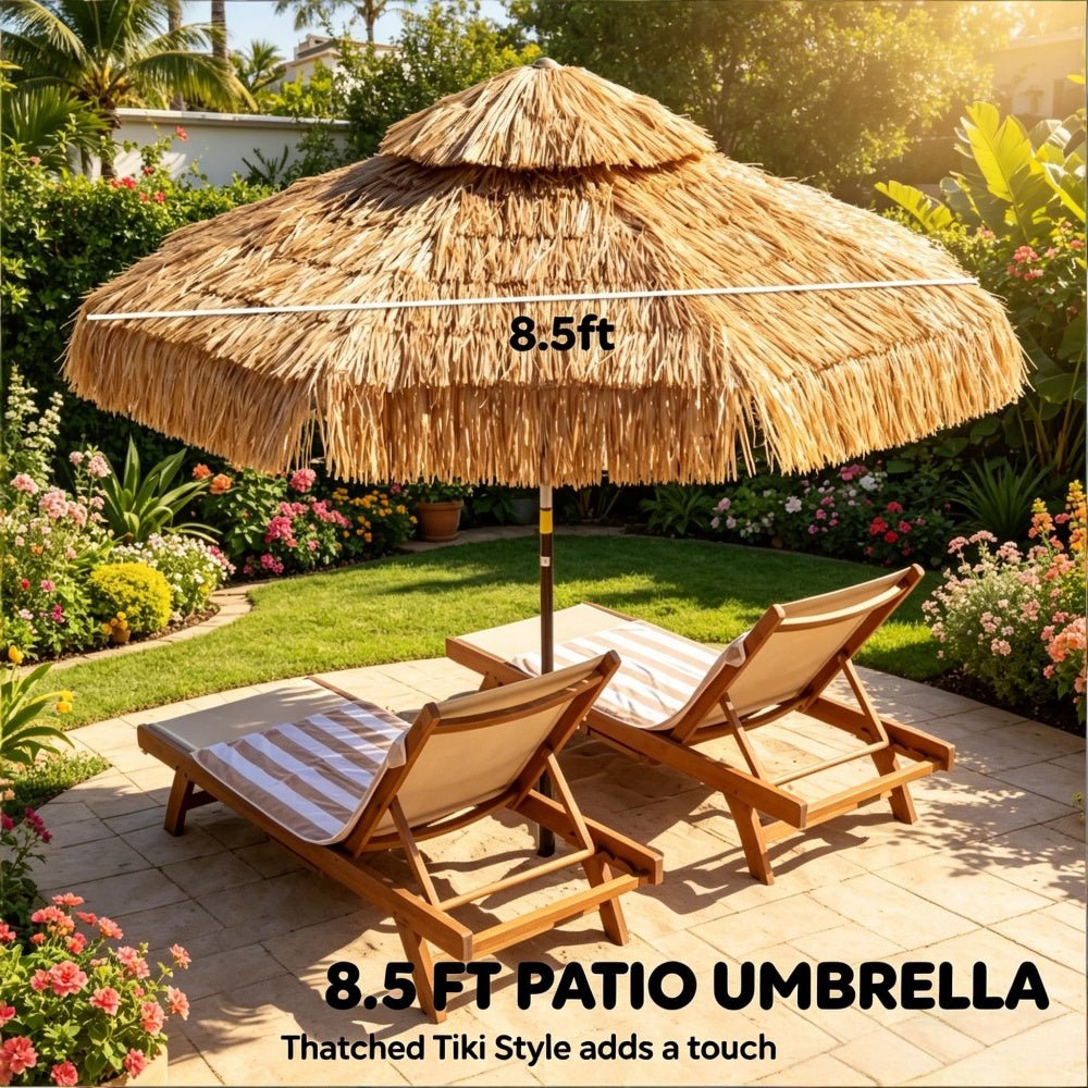 Bellemave® Thatched Outdoor Patio Umbrella, Hawaiian Style Straw Garden Umbrella - Bellemave