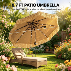 Bellemave® Thatched Outdoor Patio Umbrella, Hawaiian Style Straw Garden Umbrella - Bellemave